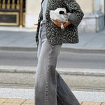 Leopard print stylish warm jacket
