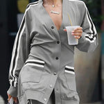 Long Sleeves Split-Joint V-Neck Outerwear