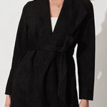 Solid color suit cardigan large lapel suede long-sleeved jacket