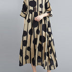 Original Polka-Dot Split-Joint Round-Neck Midi Dress