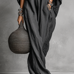 Women's Loose Cotton And Linen Batwing Sleeve Maxi Dress