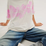 Floral Print Loose Round Neck Short Sleeve T-shirt