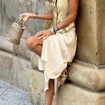 Gold Button V-Neck Sleeveless Vest
