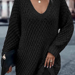 Solid Drop Shoulder Cotton Oversized Sweater