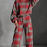 Loose Wide Leg Contrast Color Line Split-Joint Striped Pants