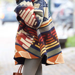 long sleeve hooded printed coat