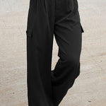 Solid color fashion loose high waist all-match overalls