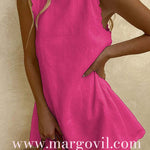 Margovil Crewneck Sleeveless Cotton Linen Dress