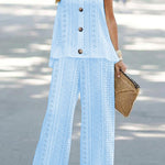 Solid color hollow fluorescent color sleeveless vest trouser suit