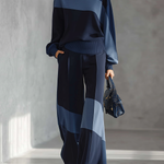 Casual Sportswear Patchwork Sweatshirt And Sweatpants Set