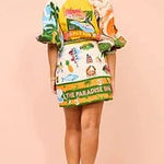 Summer Sophistication Linen Blend Unique Print Belted Pocket Shirt Mini Dress