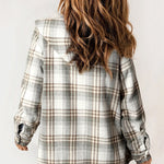 Snap Button Sherpa Lined Hooded Flannel Jacket