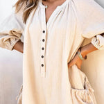 Long Sleeve Large Pocket Casual Jumpsuit