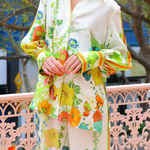 Satin Floral Print Back Tie-up Button Down Oversized Blouse