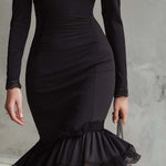 Vintage Keyhole Neck Lace Trim Midi Dress