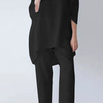 Loose Fashion Casual Solid Color Cotton Linen Two Sets