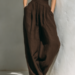 Women's Minimalist Linen Blend Jumpsuit With Cap Sleeves And Wide Legs