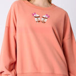 Halloween Coffee Sequin Top Loose Casual Sweatshirt