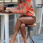 Camel and orange abstract jacquard sweater