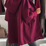 Solid Color Loose Pocket Hooded Long Sleeve Jacket