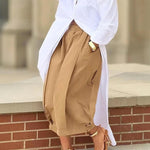 Loose Solid Color Capri-Pants Cropped Trousers