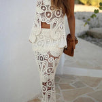 Summer Getaway Look Crochet Lace Irregular Hem Loose Tank Top