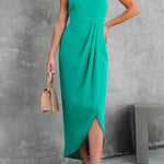 Sleeveless Off Shoulder Slit Irregular Party Dress