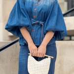 Half Sleeves Puff Sleeves Buttoned Gradient Tied Waist Stand Collar Blouses&Shirts Tops