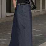 Loose No Belt Pockets Solid Color Skirts Bottoms