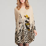 Vintage Loose Printed Split-Joint Sweater