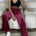 Golden Velvet Wide -legged Pants Straight Velvet Pants