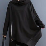 Original Loose Irregular Zipper Long Sleeves Sweatshirt