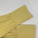 A-Line Long Sleeves Buttoned Pleated Pockets Solid Color Tied Waist V-Neck Maxi Dresses