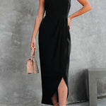Sleeveless Off Shoulder Slit Irregular Party Dress