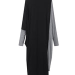 Casual Loose Split-Joint Contrast Color High-Neck Long Sleeves Dress