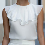 Layered Ruffled Chiffon Sleeveless Blouse