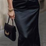 Elegant Satin Lace-Trim Slip Midi Dress