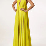 Sleeveless Solid Color Deep V-Neck Maxi Dresses