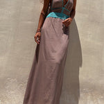 Summer Sleeveless Sling Lace Waist Deep V Neckline Backless Dress