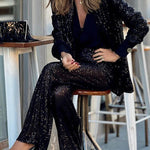 Special Treat Sequin Lapel Party Loose Blazer