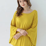 Vintage Loose Round-Neck Batwing Sleeves Shirts
