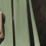 A-Line Long Sleeves Pleated Pockets Solid Color Zipper V-Neck Midi Dresses