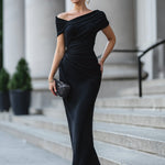 One-Shoulder Draped Evening Gown