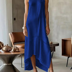Sleeveless Split-Joint Split-Side High Neck Maxi Dresses