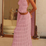 Passion and Romance Pleated Back Elastic Straps Adjustable Halter Tank