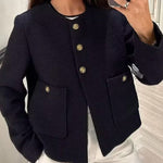 Solid Color Textured Casual Style Top Jacket