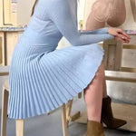 Pleated Knitted Mini Dress