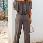 Pure color holiday vacation casual jumpsuit