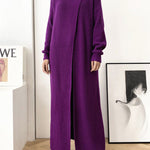 Original Loose Solid Color Split-Front Sweater Dress