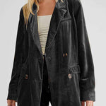 Elegant Solid Patchwork Turn-back Collar Outerwear
